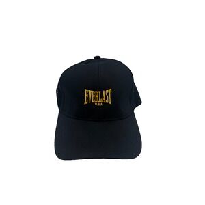 Everlast Men's Cap Black Cotton Embroidered Adjustable Strapback Baseball Hat